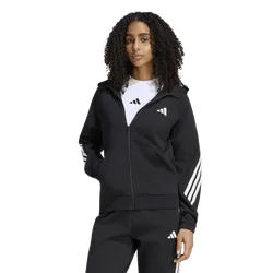 Stadium Three Stripes Full Zip Hoodie Donna - Felpe con cappuccio Nero - Taglia L (42-44) - Jersey di cotone L (42-44)