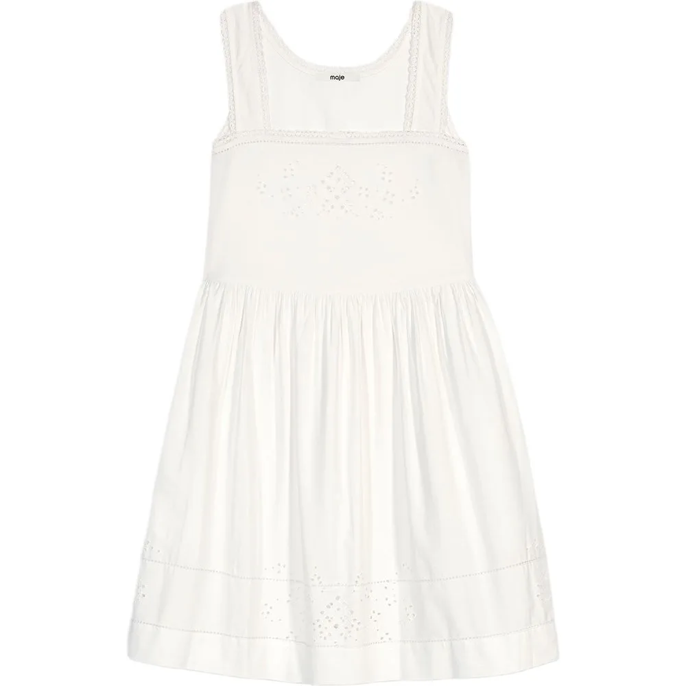Vestido corto de algodón, corte imperio acampanado y encaje calado - Maje - FashionsVida