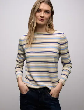 Gestreifter Pullover female Beige