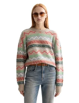 Maglione Fair Isle Relaxed Fit Tannin Melange XS - Scotch & Soda - FashionsVida