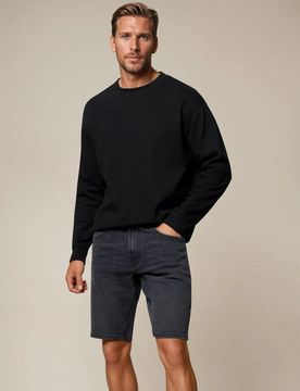 Shorts in denim slim fit con tasche - nero