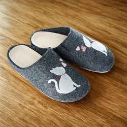 Filz-Pantoffel "Katze" schwarz