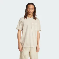 Mens Trefoil Essentials + Dye Pocket Tee - Beige Cotton - Size Large