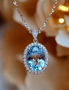 Best Selling 925 silver jewelry natural crystal pendant necklace main stone 8X10MM egg-shaped natural sky blue topaz pendant - Aliexpress - FashionsVida