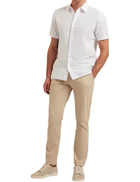 Mens Chino Ryce Slim Fit Textured Cotton Blend Premium Trouser - Stone - Size 34 (Waist) - Ted baker - FashionsVida