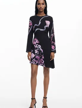 Robe courte asymétrique à lettres BLACK S female - Desigual - FashionsVida