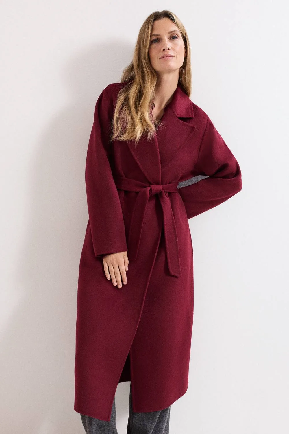 Darcy Wool Coat - Wine - Size: M - Phase Eight - FashionsVida