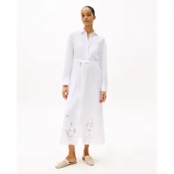 Vestido midi de manga larga y bordados Anglaise