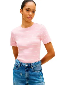 T-shirt à Manches Courtes Slim Cody Fine Stripe Bonita Pink / Ecru M