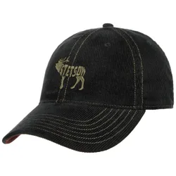 Embroidered Deer Corduroy Cap by - black - Size: One Size