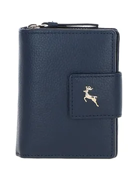 Women's 'Arte in Pelle' RFID Secure Leather Wallet/Purse with Zip & Stud Closure in Navy - Navy - Size: One Size - Ashwood Leather - FashionsVida