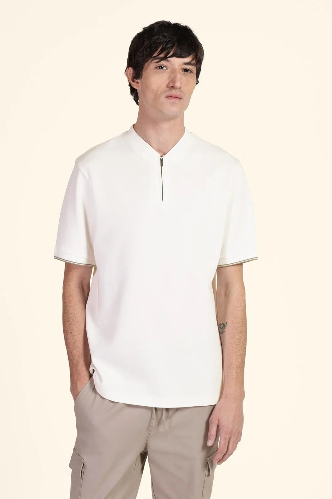 Mens Heavy T-Shirt With Baseball Collar - - Size: M - Larsson & Co - FashionsVida