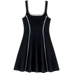 Vestido corto de punto con motivos gráficos