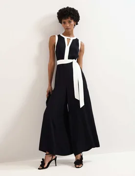 Cutout Detail Side Stripe Wide Leg Jumpsuit Black female - Phase Eight - FashionsVida