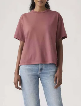 T-Shirt Vintage Levi's a maniche corte color malva in cotone con scollo a giro - Levis - FashionsVida