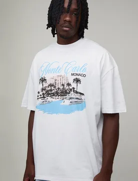 Herren Übergroßes T-Shirt Mit Monte-Carlo-Aufdruck Für Große Größen White Größe Small - boohooMAN - FashionsVida
