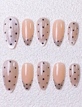 Piezas de pegatinas de uñas hechas a mano, uñas cortas, uñas postizas, puntas de manicura francesa, uñas con forma de almendra, uñas de color nud - Shein - FashionsVida