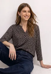 Arm Shirt mit Split Neck und Print female Braun