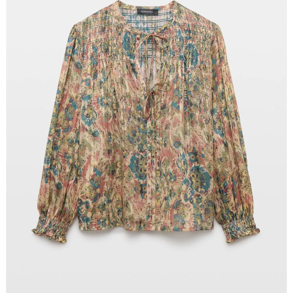 Blusa estampada con lazo de mujer - Tintoretto - FashionsVida