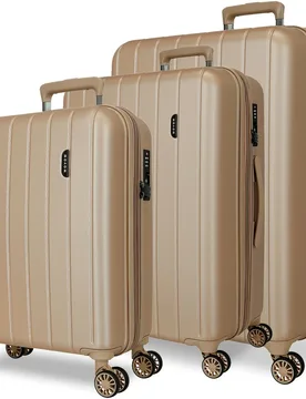 Juegos de maletas 55-68-78 cm expandible wood abs con capacidad de 217l rosa - Movom - FashionsVida