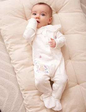 Pure Cotton Woodland Sleepsuit (7lbs-18 Mths) Cream Female - JoJo Maman Bébé - FashionsVida