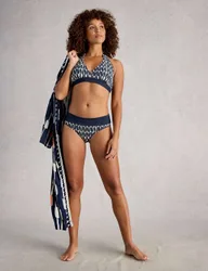 Printed Reversible Roll Top Bikini Bottoms Navy Mix female