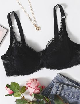 Sujetador lencero sexy con encaje floral y push up