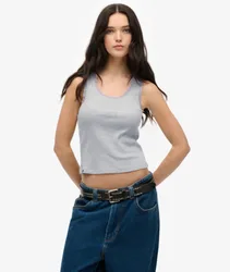 Superdry Damen Vintage Tanktop mit Spitzenbesatz Grey - Größe: 44