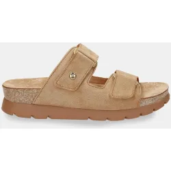 Sandalias de plataforma de mujer en velour con forro de piel