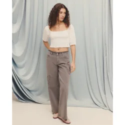 Pantalón recto liso de mujer