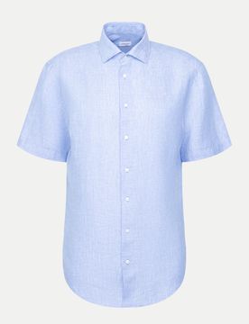 Kurzarm Leinenhemd Blau 41
