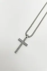 Unisex Cross Pendant Necklace in Silver - Silver - Size: One Size
