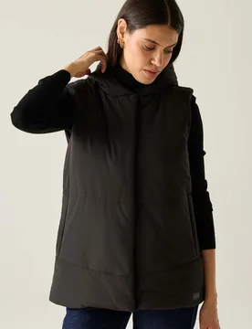 Nehiala Water Repellent Hooded Padded Gilet Black female - Regatta - FashionsVida