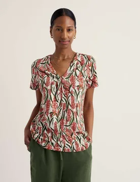 Cotton Rich Floral V-Neck Pleat Detail Top Multi female - Seasalt cornwall - FashionsVida