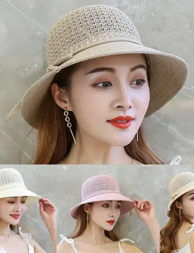 Hot Sale Wide Brim Ladies White Pink Polyester Straw Panama Cap UV Protection Summer Beach Sun Hat - Aliexpress - FashionsVida