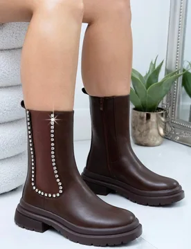 Women's Crystal Drift Luxe Chelsea Boots in Brown Size: 4 - Brown - Size: 4 - Love Lemonade - FashionsVida