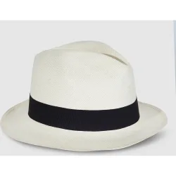 Sombrero Panama clasico fino de hombre Panamania en beige con cintillo beige