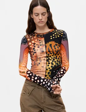 T-shirt imprimé à manches longues MATERIAL FINISHES XS female - Desigual - FashionsVida