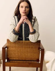 Pure Cotton Printed Quilted Jacket Ecru Mix female