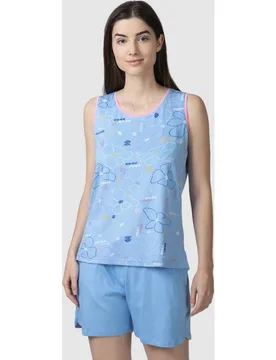 Pijama completo de mujer sin mangas estampado floral - Massana - FashionsVida