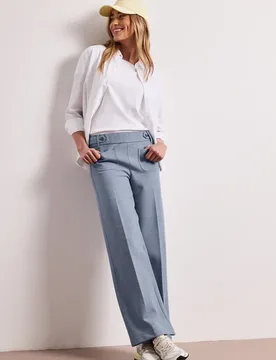 Wide Leg Hose mit Knopfdetails female Blau - Street One - FashionsVida