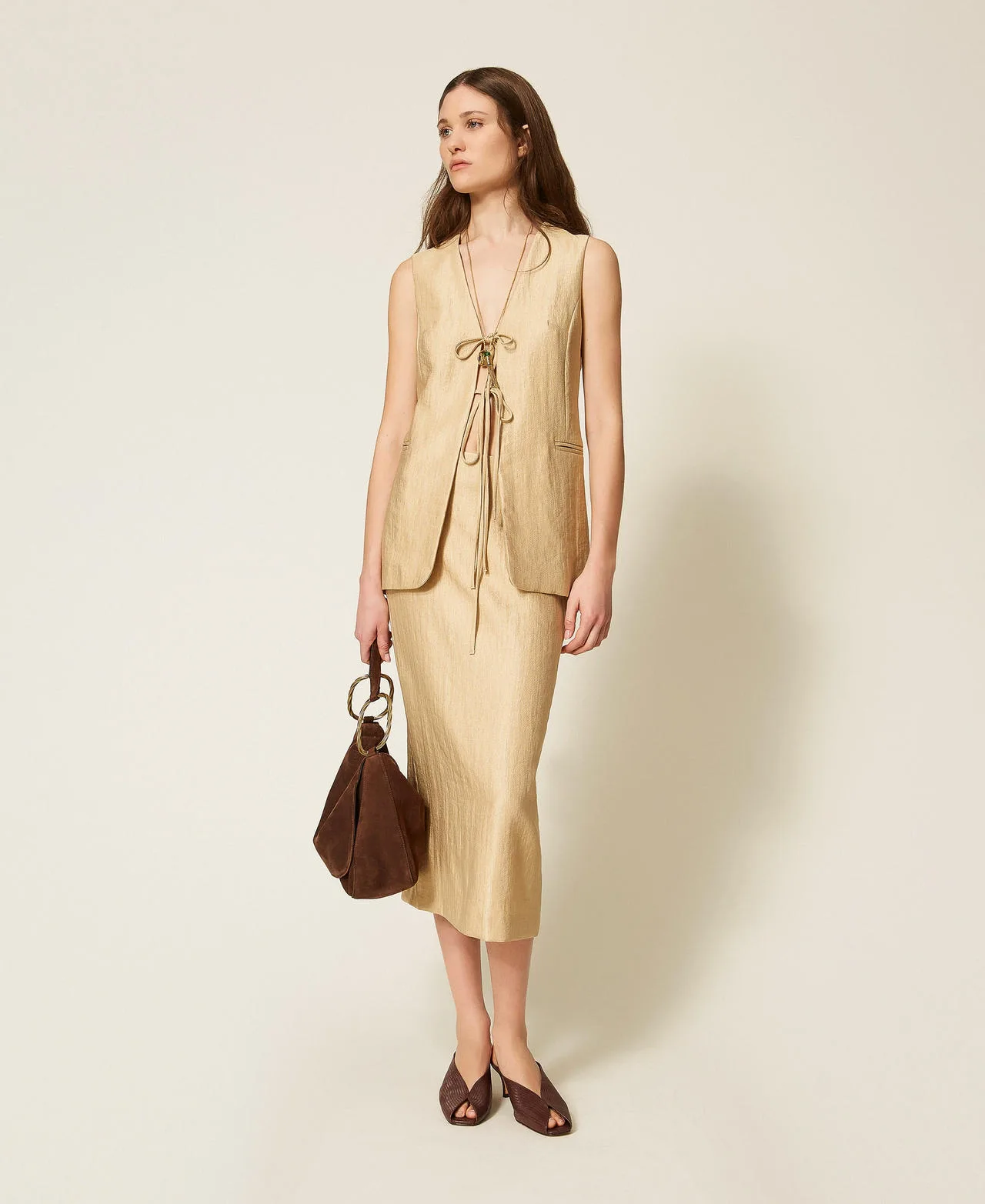 Twinset Jupe mi-longue lamée - TWINSET - FashionsVida