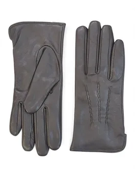 Womens Italian Leather Stitch Line Winter Gloves - - Size: L - Infinity - FashionsVida