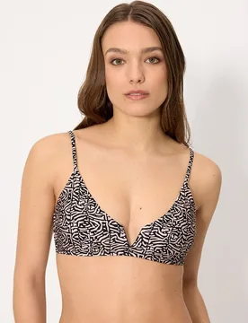 Tops de bikini triángulo estampado con brillo en copa B - Ysabel Mora - FashionsVida