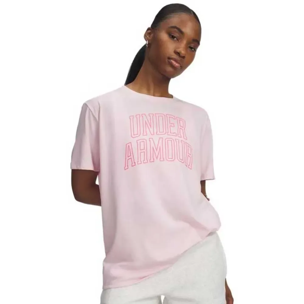T-shirt à Manches Courtes Rival Oversized Campus Pink L - Under armour - FashionsVida
