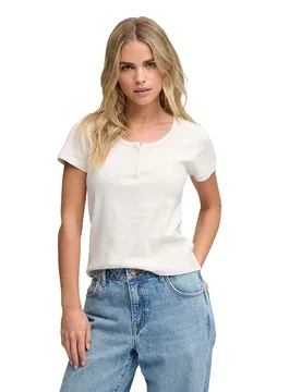 Maglietta A Maniche Corte Athletic Essential Button Down Vintage White Marl S - Superdry - FashionsVida