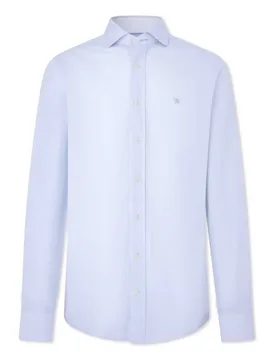 Camicia A Maniche Lunghe Micro Print White / Sky XL - Hackett - FashionsVida