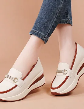 Nuevos tenis casuales cómodos con plataforma para mujer, zapatos tipo cuña minimalistas retro con suela antideslizante y de fácil puesta - Shein - FashionsVida