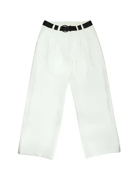 Pantalone palazzo bianco con cintura nera - To be Too - FashionsVida