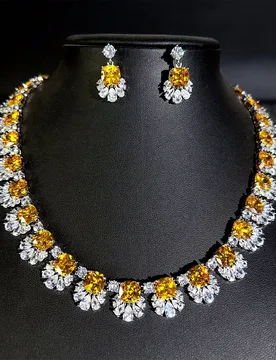 HIBRIDE Classic Summer Versatile Yellow Translucent Flower Zirconia Necklace Earrings Jewellery Set Party Wedding Event S-701 - Aliexpress - FashionsVida